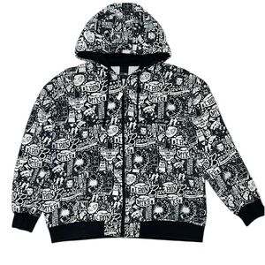 RARE Y2K Fifty24SF Gallery “Iron Mike Tyson” Black White All Over Print Zip Up-L